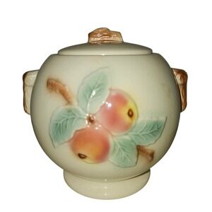 Cottagecore RRP Co Roseville Ohio Apple Cookie Jar Ceramic Can 312 Cream Red